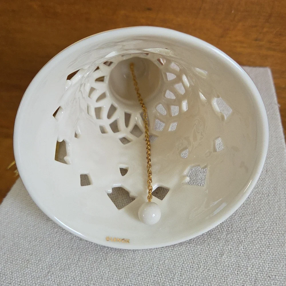 Lenox Florentine And Pearl  Porcelain Bell Ornament - Picture 3 of 4